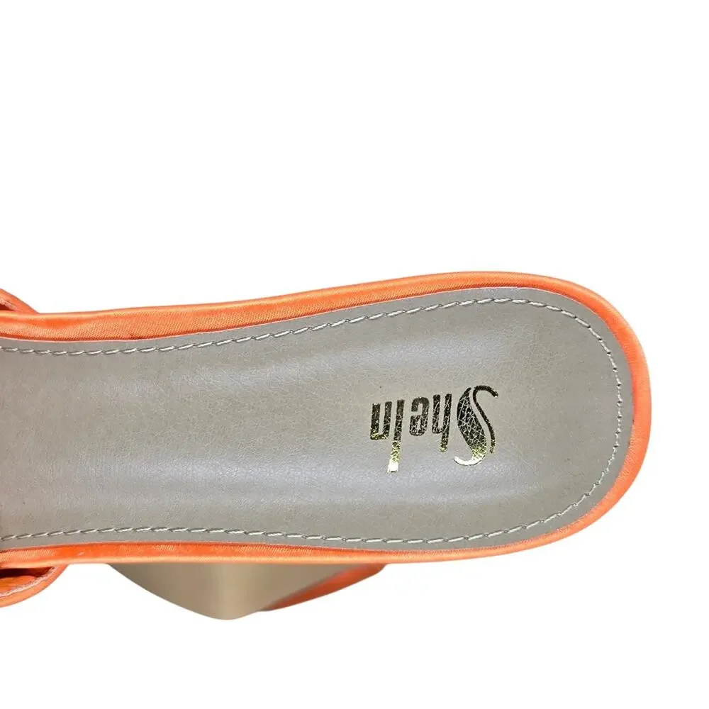 SHEIN Orange Platform Sandals Size 8-8.5 Narrow - Picture 5 of 9